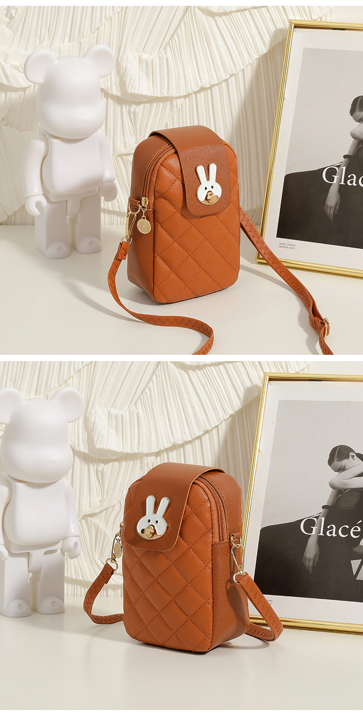 Women's Small Autumn Pu Leather Rabbit Lingge Cute Square Zipper Square Bag display picture 3