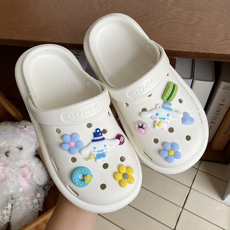 Летняя верхняя одежда для женщин Dly Croc Shoes, новые с толстой подошвой пляжные нескользящие милые баотоу тапочки