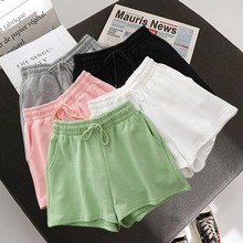 外贸纯色运动短裤女夏季薄款外穿宽松休闲直筒阔腿裤高腰居家热裤