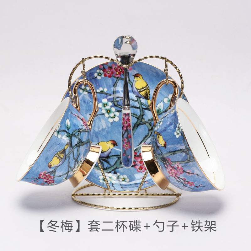 Luz de estilo europeo de lujo hueso China taza de café y platillo traje británico té de la tarde juego de gama alta exquisita novias regalo