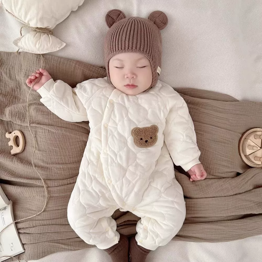 Children's overall, quilted down jacket for new born, winter bodysuit, set