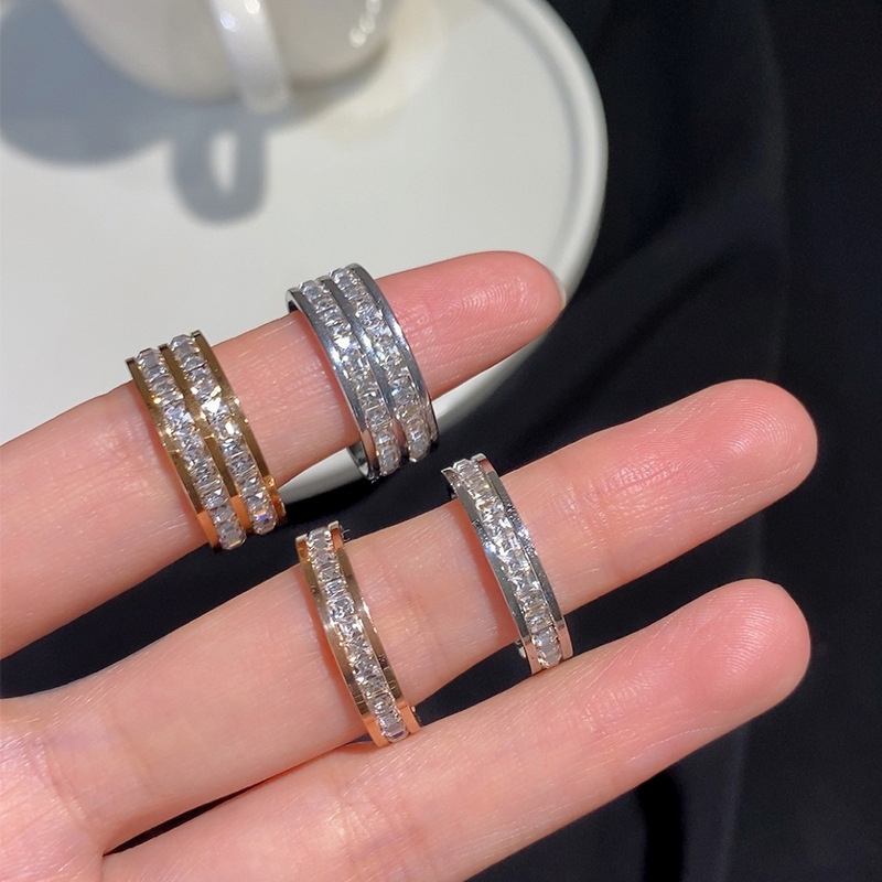 Baoman Gipsophila Ring Female Niche Design Couple Ring Square Diamond Ring Female Ins Trendy Cold Wind Food Ring
