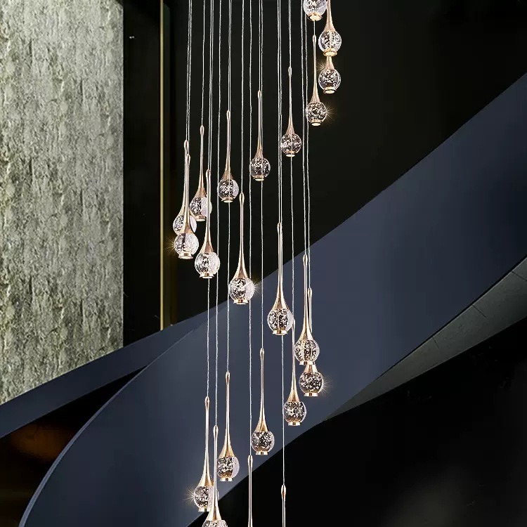 escaleras lujosas escaleras de cristal doble giratorias escaleras largas escaleras ligeras escaleras dúplex escaleras lámparas candelables lámparas loft vacías