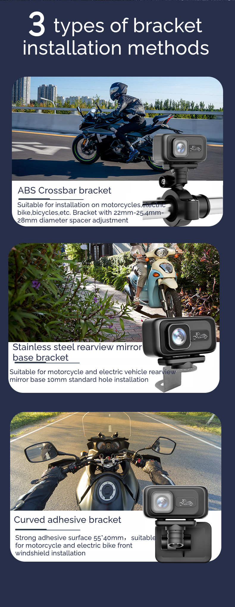 Cross-Border New Cycling Recorder Hd 2K Motorcycle Electric Bicycle Recorder Wifi Mobile Phone Interconnection