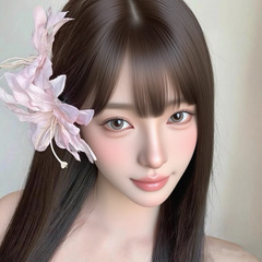 新しい中国式のピンクの花の立体の百合のヘアピンの甘い超仙の純粋な欲望の髪飾りの髪飾りの雰囲気感の側の髪飾り