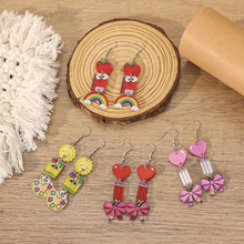 跨境热销彩色多巴胺开学季教师节铅笔爱心书本可爱零售批发耳环