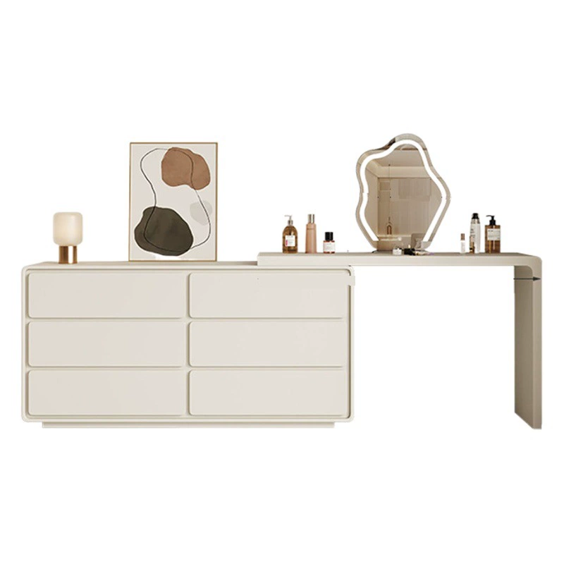 Тумба для хранения из массива дерева, простой туалетный столик для небольшой квартиры, туалетный столик в кремовом стиле, многофункциональный туалетный столик