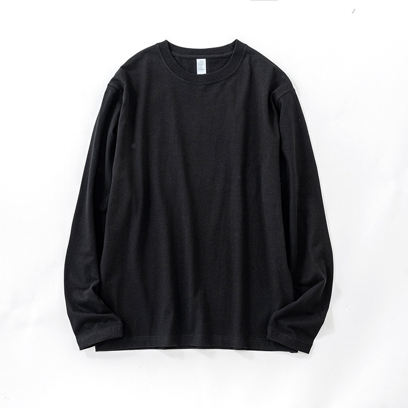 230G algodón suelta manga larga Otoño e Invierno estilo coreano casual niñas Camiseta básica color sólido base interior superior image 9
