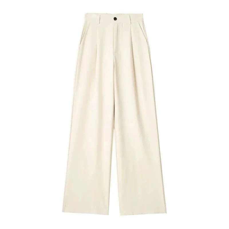 Wide‑leg high‑waist suit trousers for women, oversize, classic pleated style