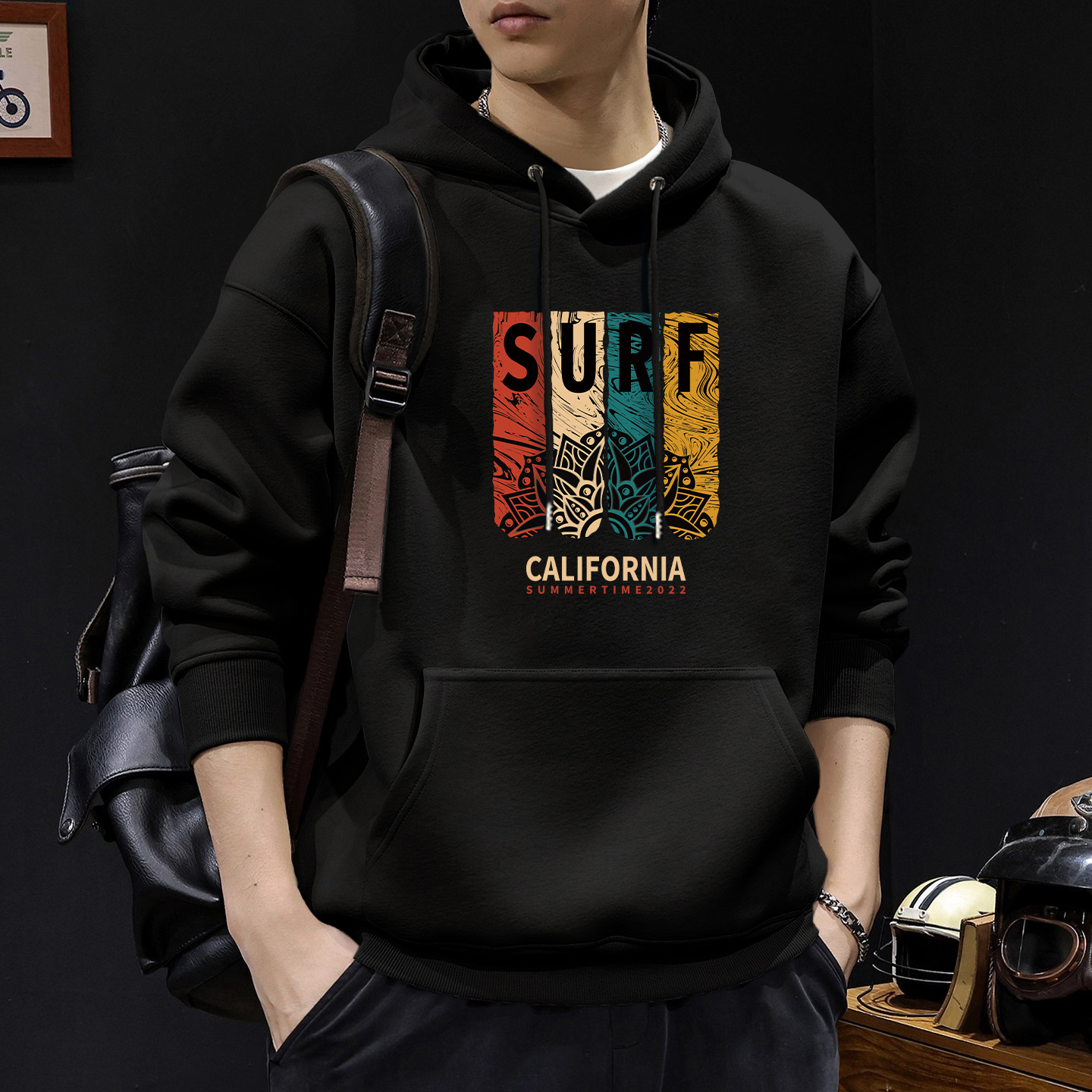 Chaqueta con capuz para hombres con veludo de otoño americano ropa de alta calle marca de moda de otoño y invierno chaqueta pesada de alto gramo