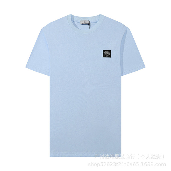 classic solid color base T-shirt with a round collar for men and…