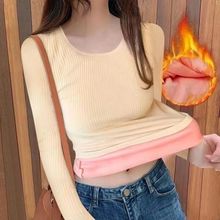 保暖内衣女士加绒加厚秋冬季紧身长袖塑身美体打底衫秋衣单件上衣