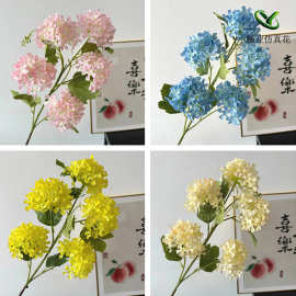 木绣球雪花绣球仿真花3头绣球花婚庆酒店花排背景路引花装饰花材