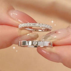 方糖カップル指輪男女ins大衆デザイン感ネット赤冷淡風ペアリングシンプル気質百合指輪