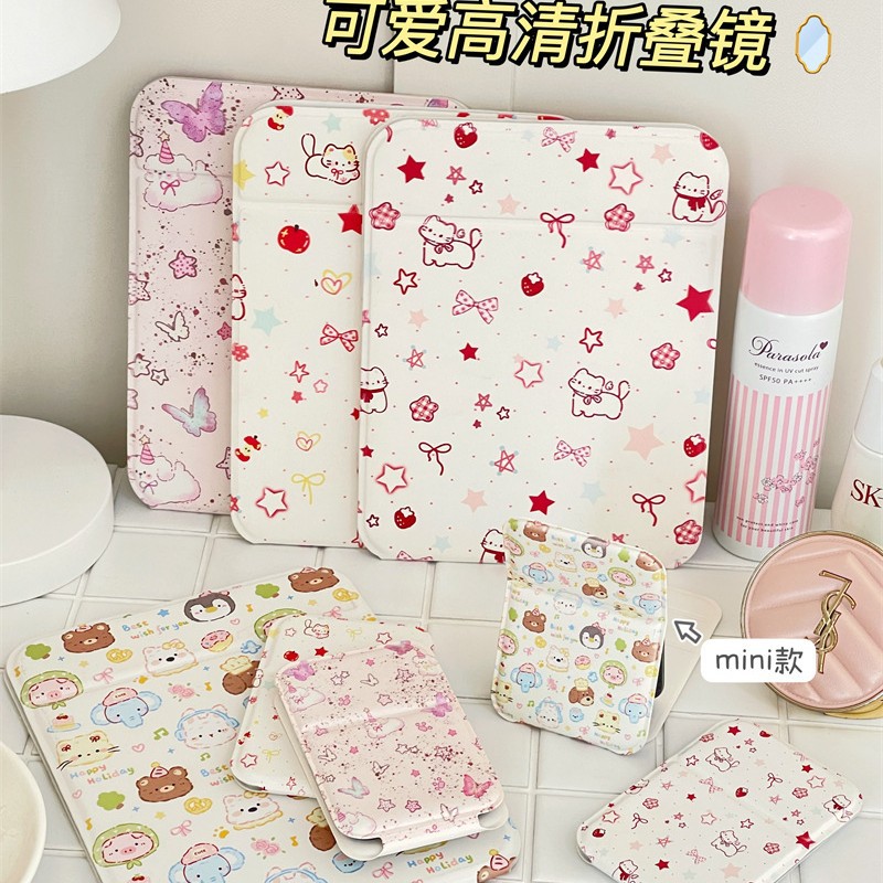 Espejo pequeño portátil plegable para niños en el nuevo espejo de maquillaje de animales de escritorio espejo de tocador grande