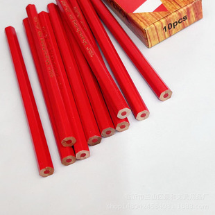 All-Red Woodworking Pencil, Hexagonal Marking Pen for Construction Sites, All-Red Hexagonal Thick Red Pencil, Marking Pen, Drawing Pen
