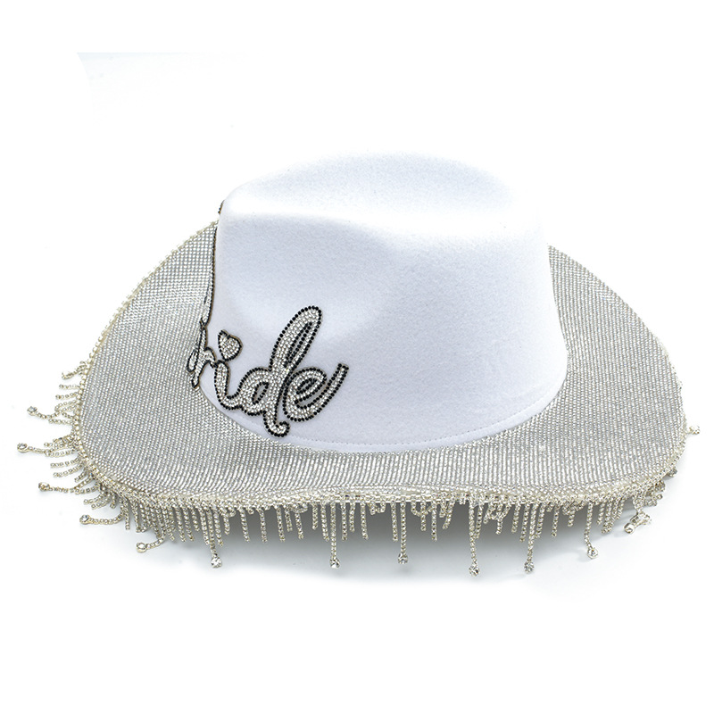 Sombreros de diamante con bordas decorativas de fiesta de cumpleaños sombreros de vaquero boda chapa fábrica de sombreros de diamante grandes bordes