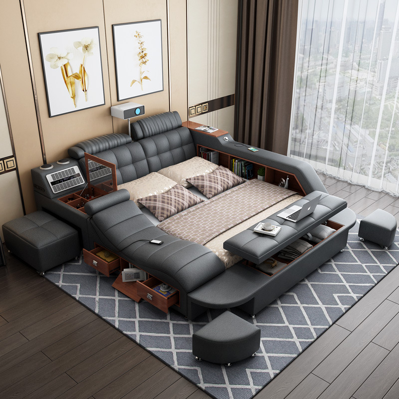 Masaje multifuncional cama de tatami doble moderna y simple cama de cama de cama de cama de tela inteligente suministro directo