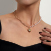 Three dimensional accessory, glossy pendant heart-shaped, asymmetrical necklace from pearl, European style