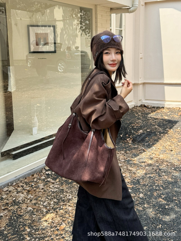 大容量麂皮绒托特包女高级感通勤子母包休闲慵懒松弛感单肩包大包|undefined