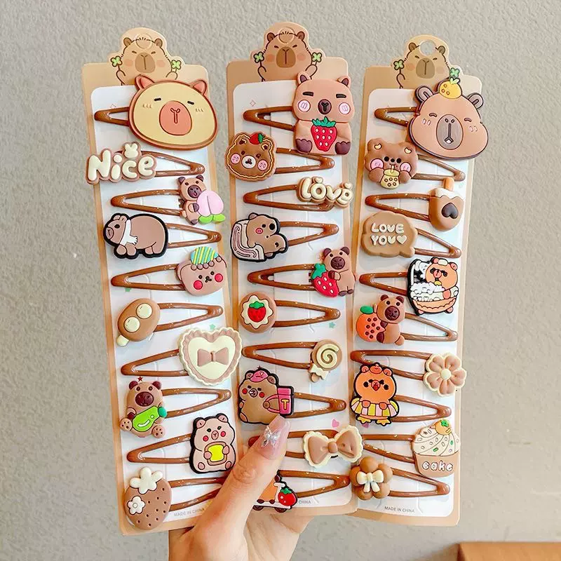 卡皮巴拉儿童发夹女孩碎发bb夹不伤发卡通发卡宝宝刘海侧边夹头饰