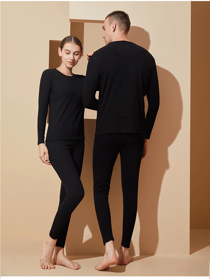 Set di biancheria intima calda spazzolata double face con girocollo, abiti autunnali da uomo e da donna e pantaloni autunnali in taglia europea_voghion.com