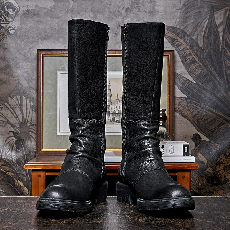 Британские мотоциклетные ботинки Daifa Martin, мужские высокие кожаные ботинки, осенне-зимние длинные ботинки на толстой подошве на молнии, мужские ботинки для спецодежды, модные ботинки