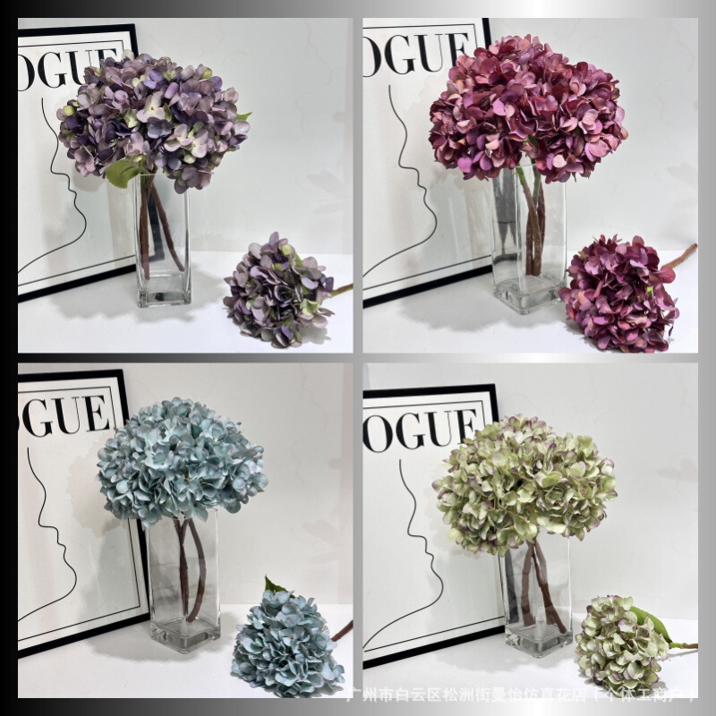 Special Offer Artificial Flower Boutique Hydrangea Spring & Fall Artificial Flower Fake Flower Living Room Flower Table Decoration Wedding Road Guide Layout