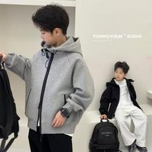 男童连帽卫衣拉链外套2025春秋新款儿童开衫夹克衫中大童秋装上衣