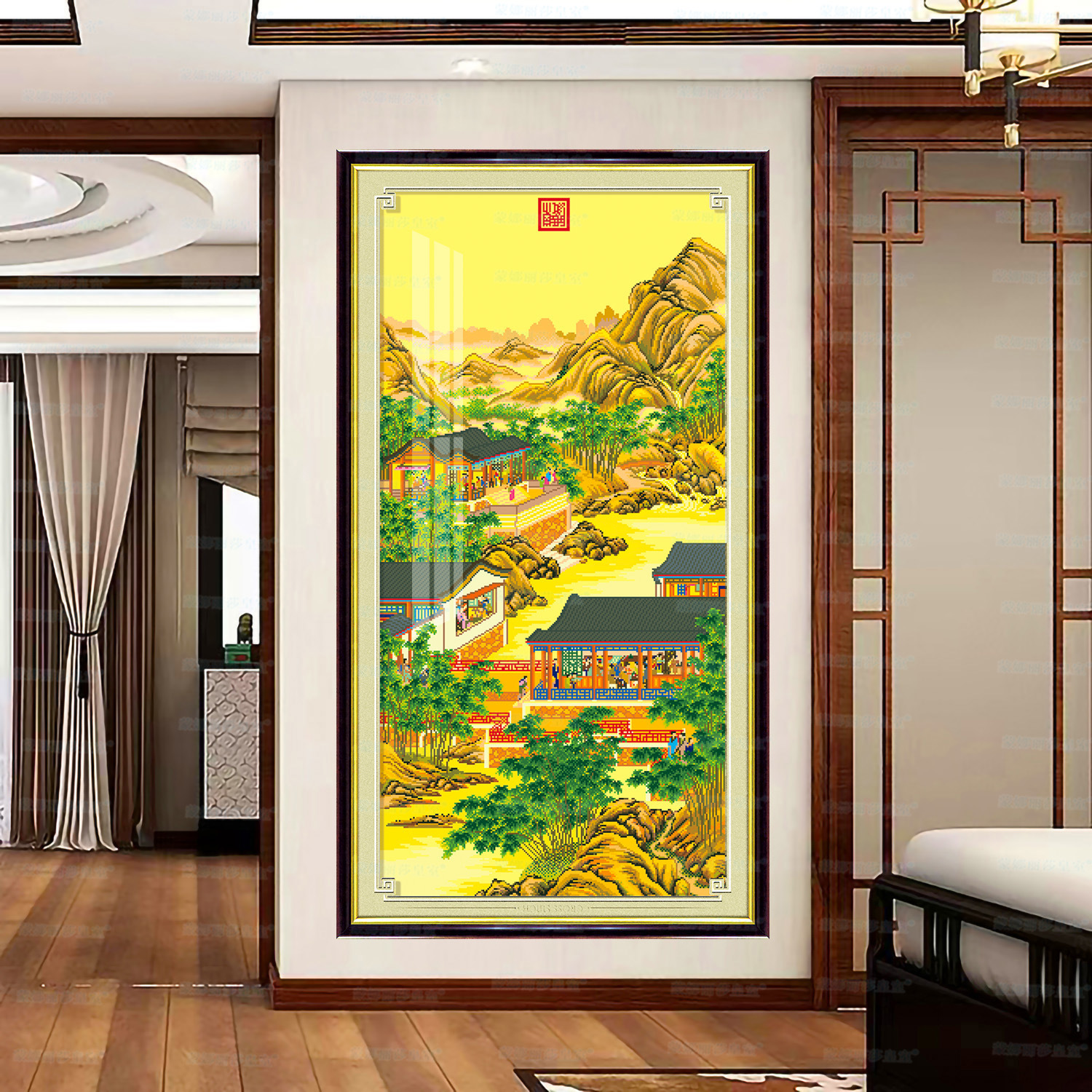Mona Lisa real Cruz puntada Yongzheng Diciembre-Octubre pintura estatua nuevo chino pintura decorativa bordado hecho a mano