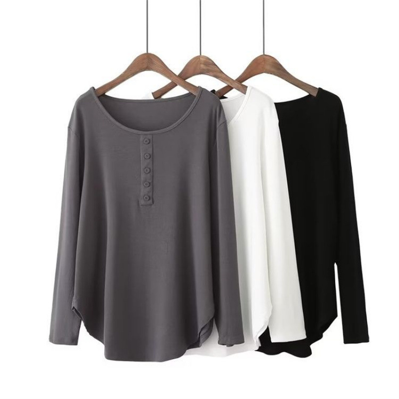 45.00 KG-150.00 KG 플러스 사이즈 플러스 사이즈 여성의 봄과 가을 탑베이스 셔츠 뚱뚱한 M 유행 서양식 고기 커버 긴 소매 티셔츠