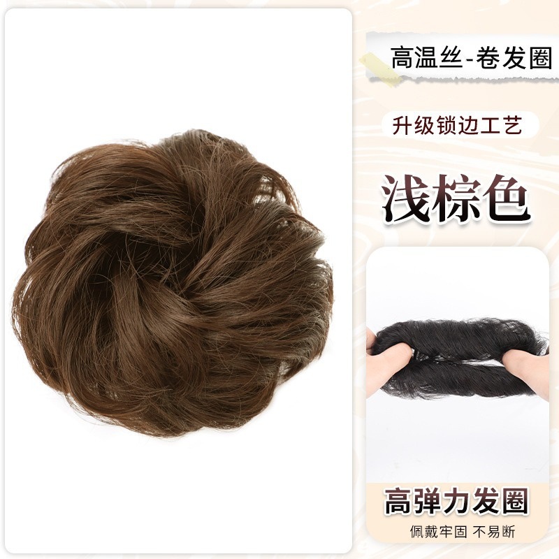 Peruca de cabeza de bola, anillo de pelo, brote de flores de oro, clip de agarre de cabeza, disco fluido natural, artefacto de pelo simulado, cráneo alto.