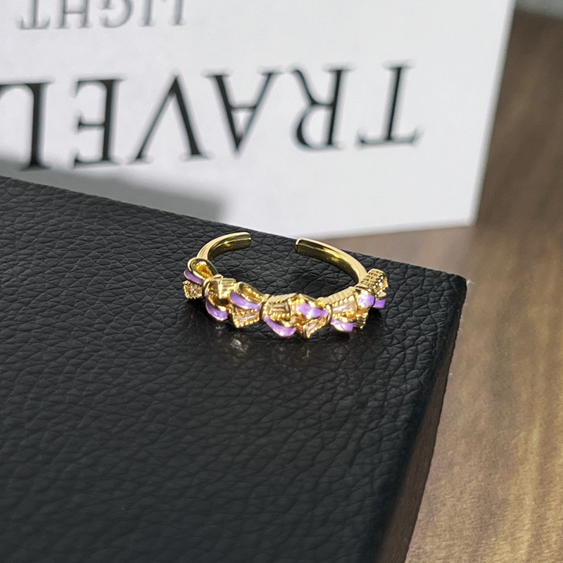 7g Weight Open Rings Classification Adjustable Ring Size 1 Piece Quantity Holiday, Tea Party Occasion Copper Material Flower, Butterfly Pattern All Seasons Season Women's Gender Enamel Design Classic Style, Shiny Style Wholesale Jewelry Classic Style Shiny Flower Butterfly Copper Enamel Open Rings 8