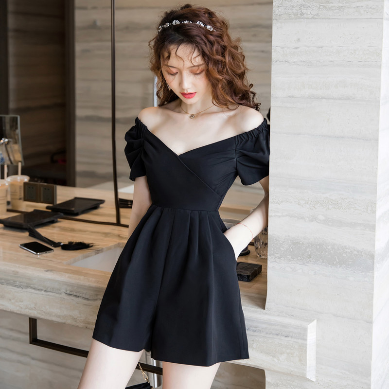 V-neck Low-cut Sexy Elegant Dress Women's 2020 Summer New Korean Style French Style Retro Super Fairy A- line Trousers