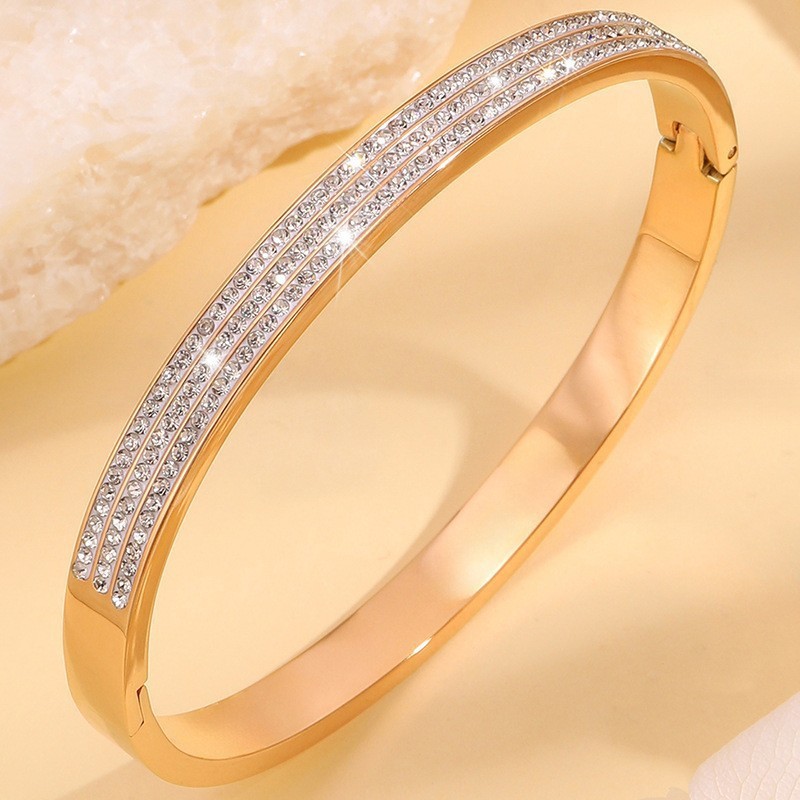 【124】SZ13-3 rose gold three-row diamond bracelet