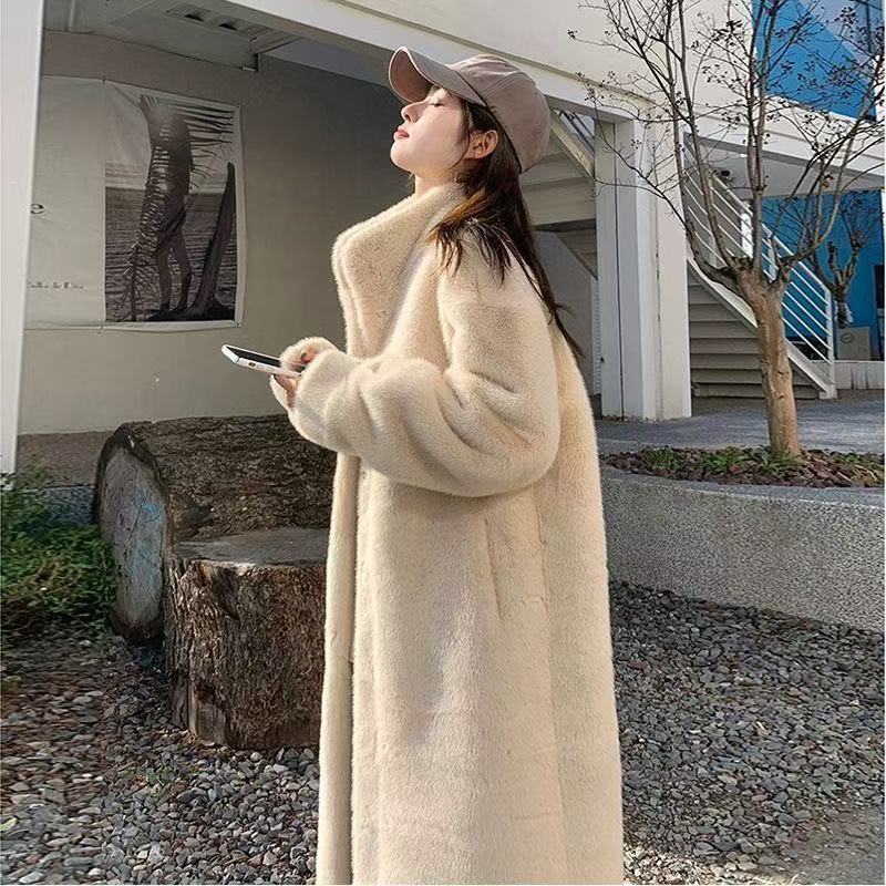 厂家批发2025冬季新款毛绒外套女加长款加厚环保皮水貂绒大衣女装|undefined