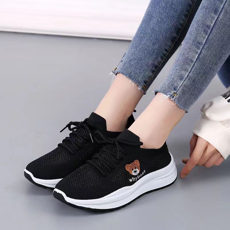 One piece dropshipping new autumn fly weaving women's shoes casual sports student shoes comfortable mesh coconut shoes soft sole running