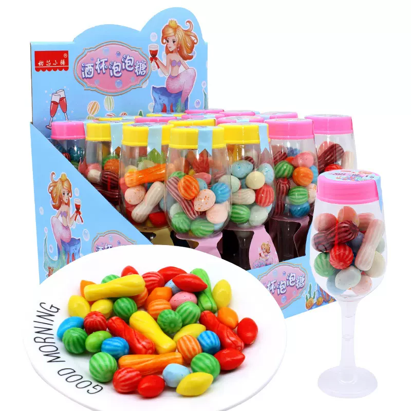 甜芯小铺40科创意酒杯泡泡糖水果味高脚杯口香糖儿童零食糖果批发