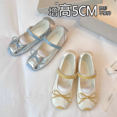 羊皮版~法式玛丽珍鞋女蝴蝶结浅口单鞋百搭一字带魔术贴芭蕾舞鞋