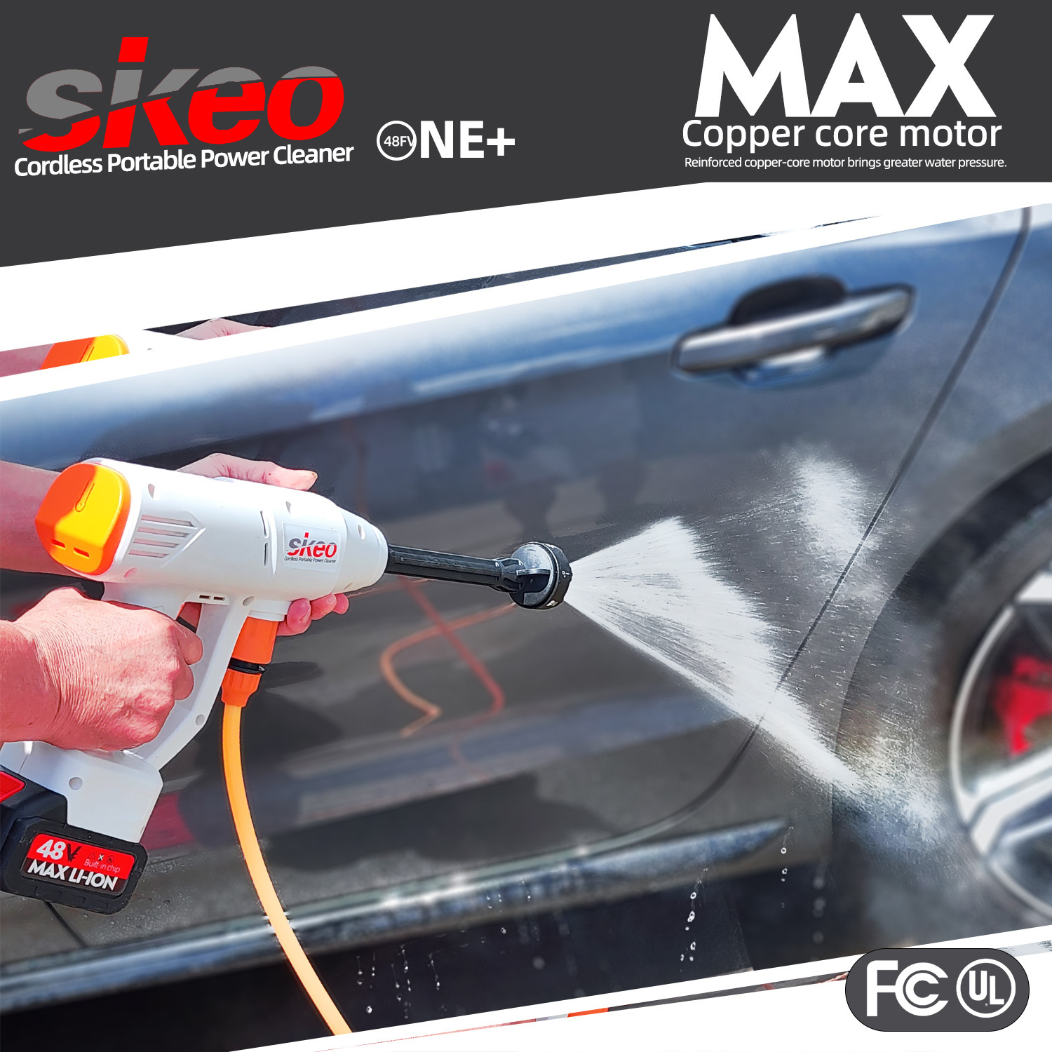 48 VFSikeo Electric Car Wash Water Gun Wireless Car Washer Home Car Portable Lithium Battery Washing Machine