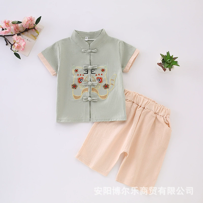 Children's summer clothing for boys, Hanfu, summer retro thin set, Chinese style