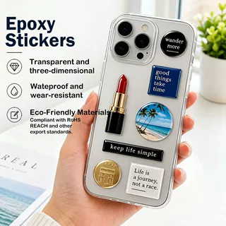 3Dstickers卡通水晶滴胶贴纸定制防水不干胶跨境手机壳电脑装饰贴