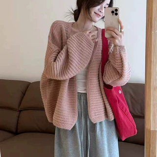 韩版宽松百搭蝙蝠衫针织开衫设计感灯笼袖质感毛衣上衣小衫外套潮