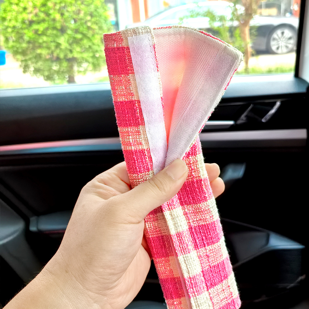 Casual Plaid Car Seat Belt Shoulder Cover Car Shoulder Cover High-End Fabric Anti-Wear Car Interior Supplies