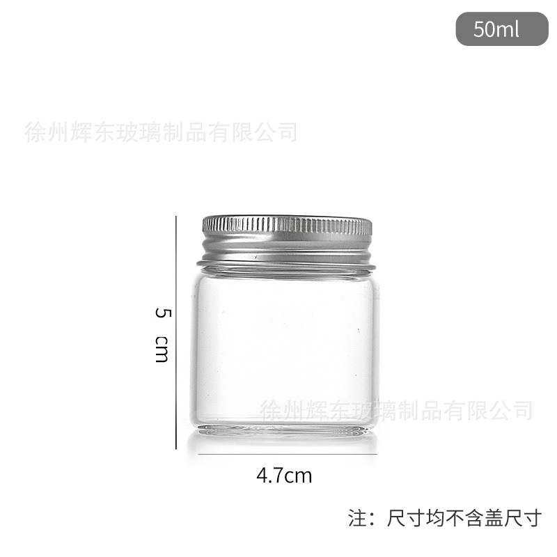 alto diámetro de botella de reactivo de borosilicato de 47 mm botella de tubo de aluminio de plata tapa de tornillo botella de deseo transparente botella de bordado tapa flotante botella