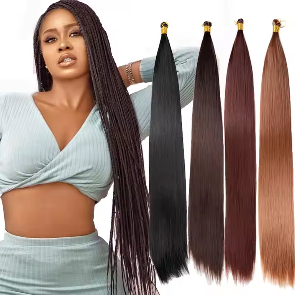 Peruca europea y americana, cabello largo, cabello recto, cabello trenzado, cabello recto a granel, cabello de crochet, cabello recto