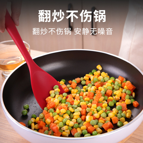 High temperature resistant and insulated silicone kitchenware integrated kitchen cooking spoon tool mixing spoon anti-scalding spatula salad more