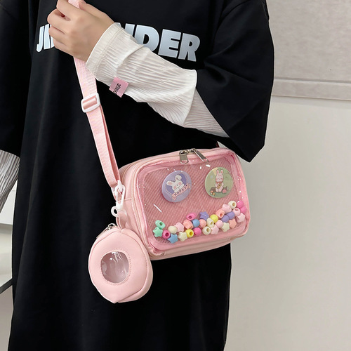 Japanese girl ins transparent pain bag 2024 early autumn new style shoulder crossbody bag women's versatile casual mobile phone small bag