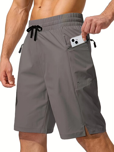 Men's Quick Drying Beach Shorts with Zipper Pockets and No