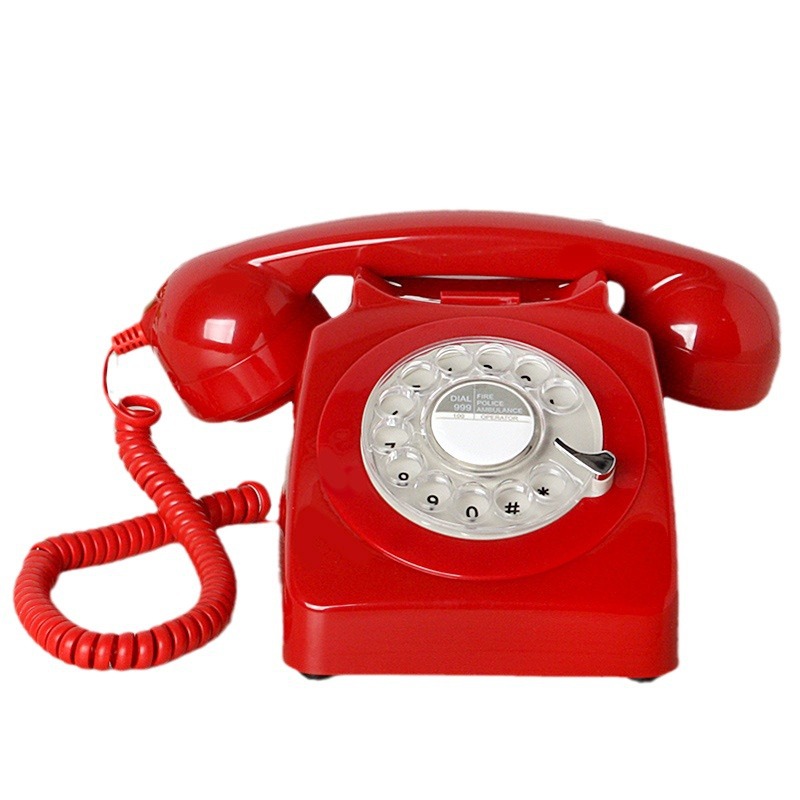 Fabricante de teléfonos antiguos de estilo clásico con dial giratorio, teléfono fijo retro con timbre metálico, teléfono fijo transfronterizo.